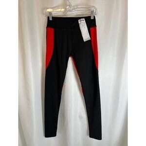 Yoga Pants Leggings Black W/ Red Or Rose Heart Stretch Workout Pants High Waist